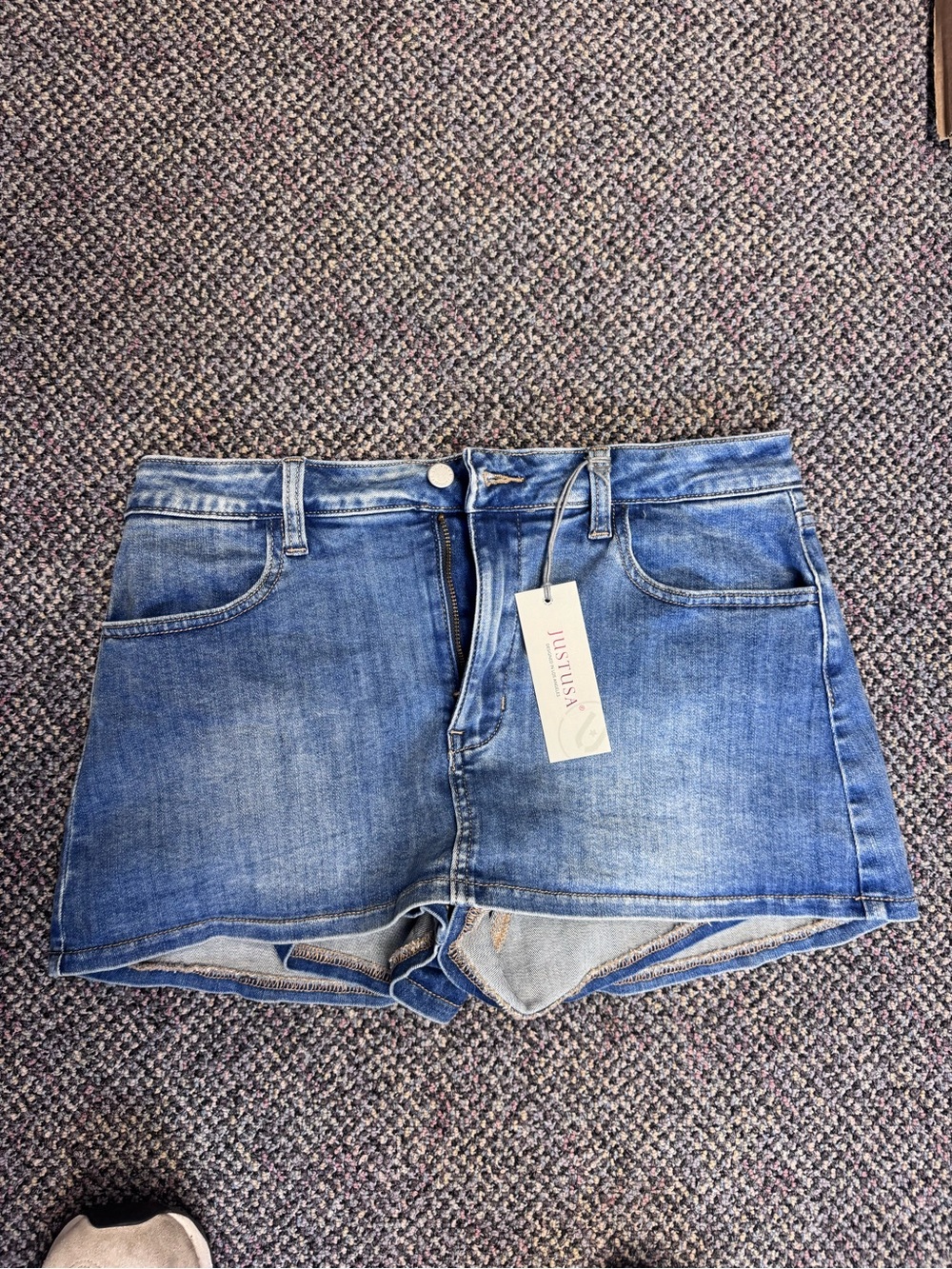 Just USA Faded Blue High-Rise Denim Shorts
